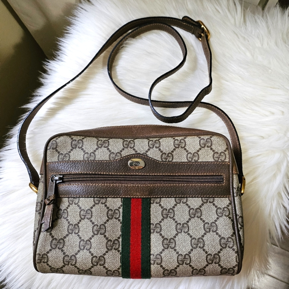 Authentic Gucci GG Vintage Supreme Crossbody Brown